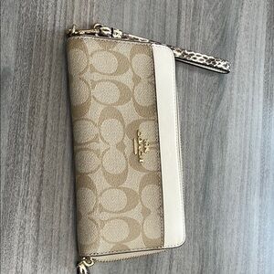 Coach Tan and Cream Monogram Clutch